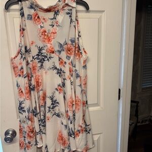 Floral Sleeveless Top - Pink and Blue